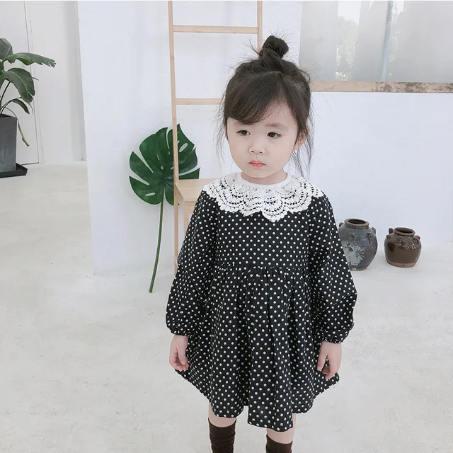 2018 Autumn Kids Lace Collar Girl Princess Dresses Baby Long Sleeve ...