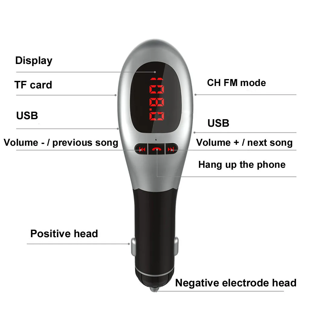 Беспроводной Bluetooth fm-передатчик для автомобиля MP3 музыкальный плеер радио USB порт двойной зарядное устройство USB цифровой дисплей