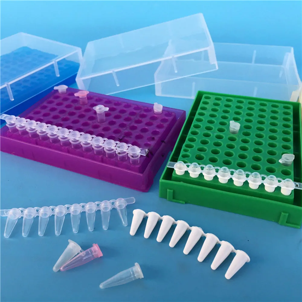 1pc Laboratory Square Plastic Centrifuge Tube Case Box with cover for 0.1/0.2ml Centrifuge Tube Diameter 7mm PP frozen tube box