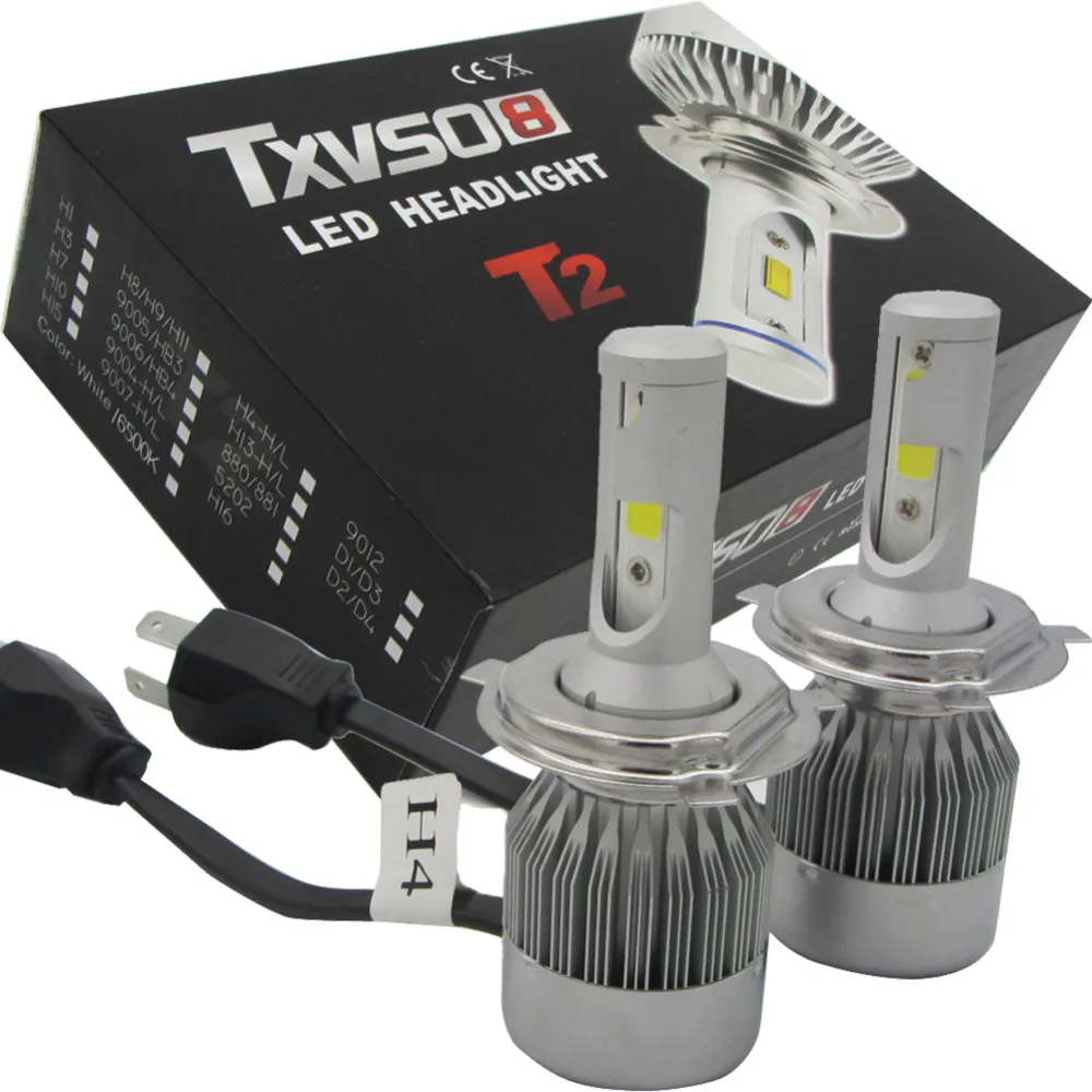 COB Автомобильные фары H7 LED H4 Hi/Lo H1 H3 H11 H13 9004 9005 9007 Автомобильная передняя лампа 6000K