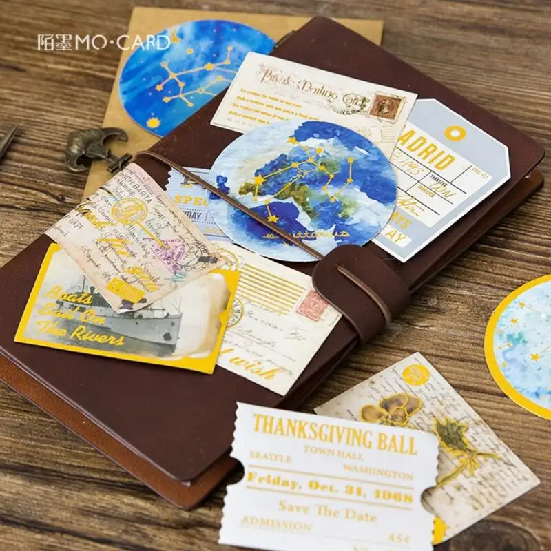 

DIY Cute vintage gilding ticket planet Flamingo sticker Planner Sticker Scrapbooking Diary Sticker For Kids Children Stationary