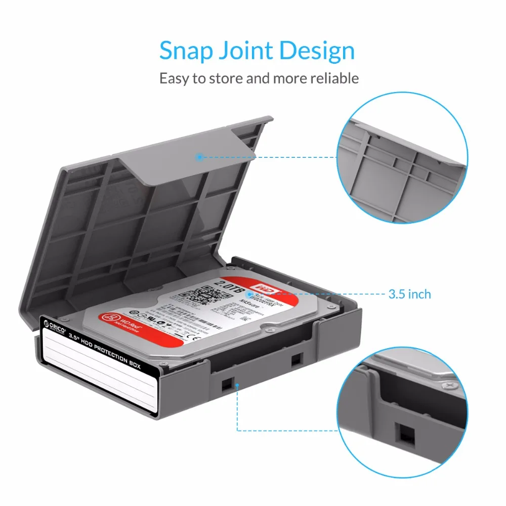 Защитный бокс ORICO 5 Bay 3,5 дюйма/чехол для хранения жесткого диска(HDD) или SDD с водонепроницаемой функцией-5 шт./лот