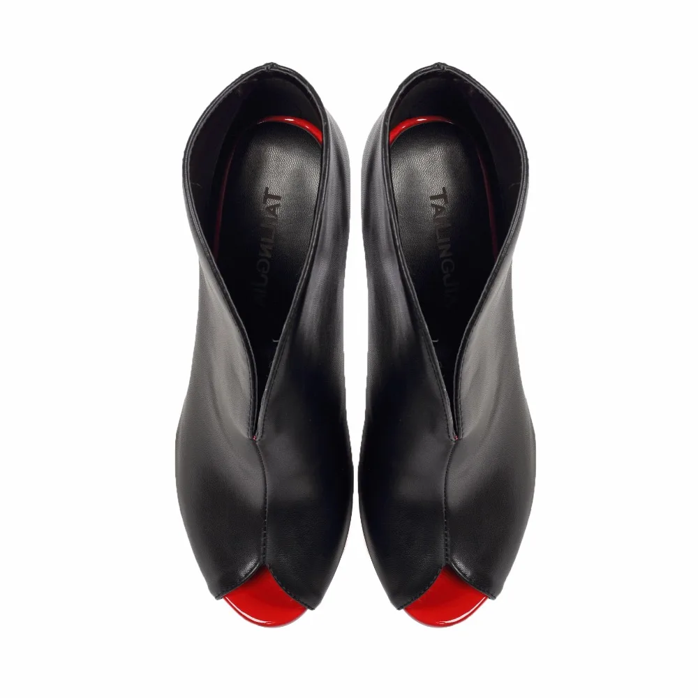 Женские ботинки с открытым носком без шнуровки на шпильке вечерняя модельная