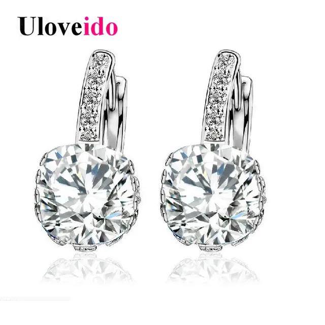 Uloveido White Costume Jewelry Women S Earrings With Stones Stud Uloveido White Costume Jewelry Women S Earrings With Stones Stud Earings Cubic Zirconia Zircon Brincos Earring Woman