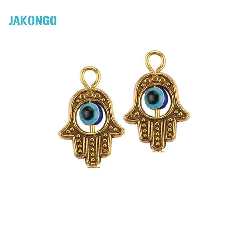 JAKONGO античный серебряный цвет Hamsa Fatima ручная подвеска с голубым глазом кулон