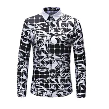 Новая мужская футболка с длинными рукавами европейский и американский стиль сетки печать рубашка мужской