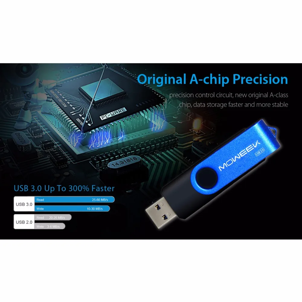 Moweek USB флеш накопитель 2017 Поворотная usb флешка 128 Гб OTG 3 0 Флешка высокая скорость 64