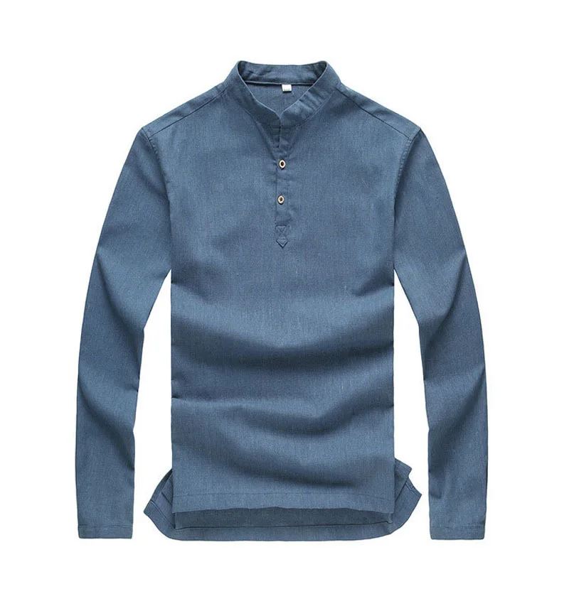 High quality 2015 mens pullover shirt long sleeve linen shirts