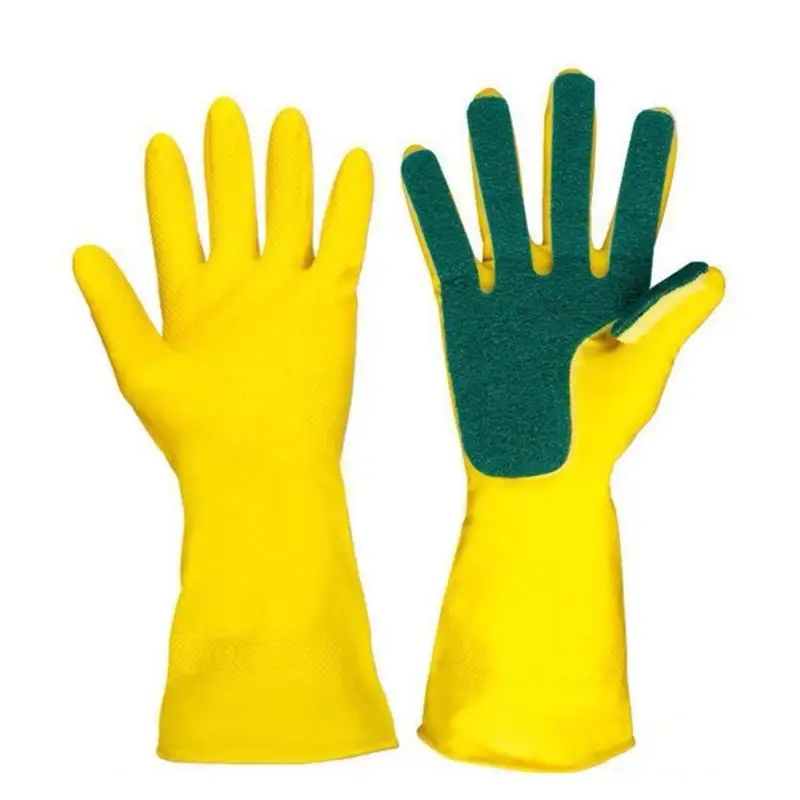 Перчатки для чистки 1 пара чистящие моющие перчатки для чистки кухонной посуды перчатки с пальцами из губки домашняя Бытовая моющая Чистка посуды