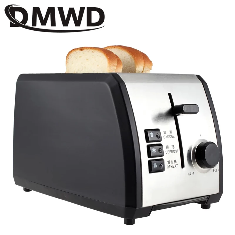 DMWD 2 Slices Stainless steel Automatic Bread Toaster Breakfast Toast