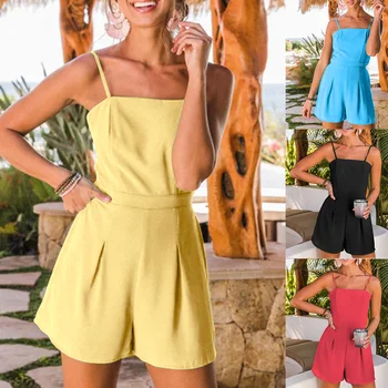 

2019 Summer Women's Chiffon Beach Playsuits Bodysuits Loose Short Pant Bow Bandage Jumpsuit Dating Causal Party Daily New Design