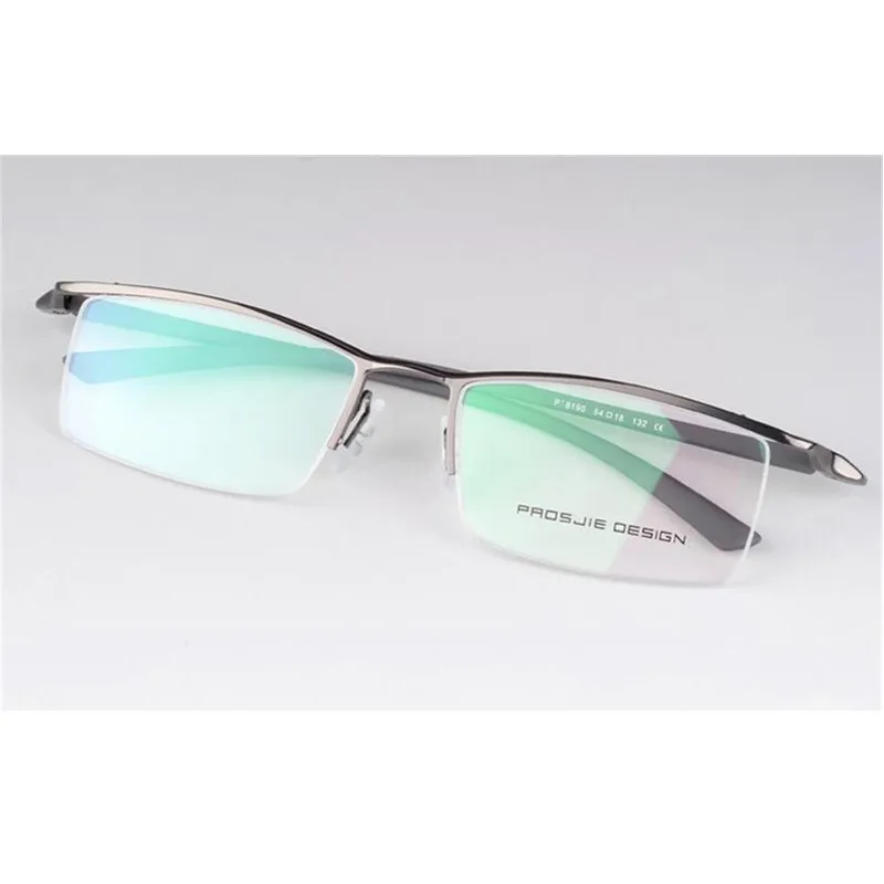 

Titanium New TR90 Men's Gunmetal Half Rim Eyeglass Frame Glasses Optical Rx able