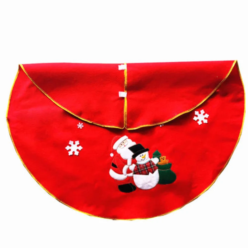 JX-LCLYL  Santa Claus Print Ornaments Christmas Tree Skirt Apron Xmas Party Home Decor