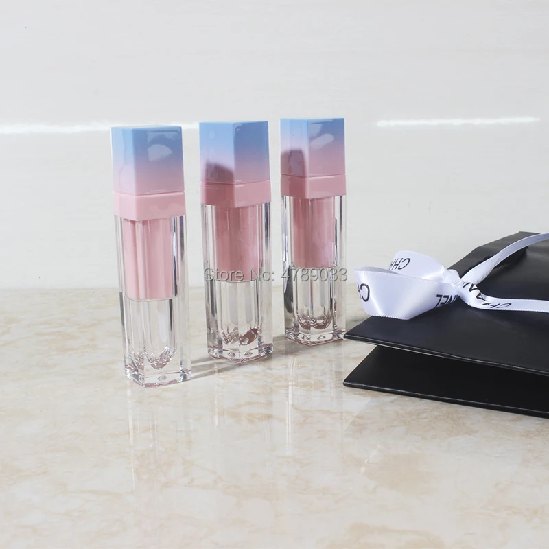 10/30/50pcs 4.5ml Square Makeup Liquid Empty Lipstick Lip Gloss Tubes Gradient Pink Cosmetic Packaging Container