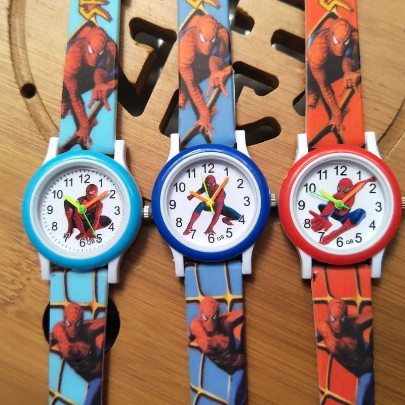 Модные детские часы с человеком-пауком для мальчиков и девочек, детские часы, водостойкие аналоговые акриловый браслет, цифровые наручные