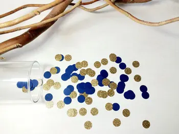 

Navy Blue & Gold Glitter Confetti | Circle Confetti | Bridal Shower | Wedding | Baby Shower Table decor scrapbook Confettis
