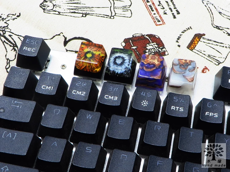 1 шт Ручная работа Fuji Смола keycap механическая клавиатура Серебристая крышка ключа R4 высота OEM профиль