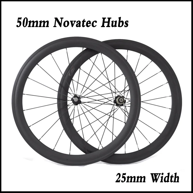 700C 50mm Depth Clincher Road Bike Carbon Wheels 25mm Width Bicycle