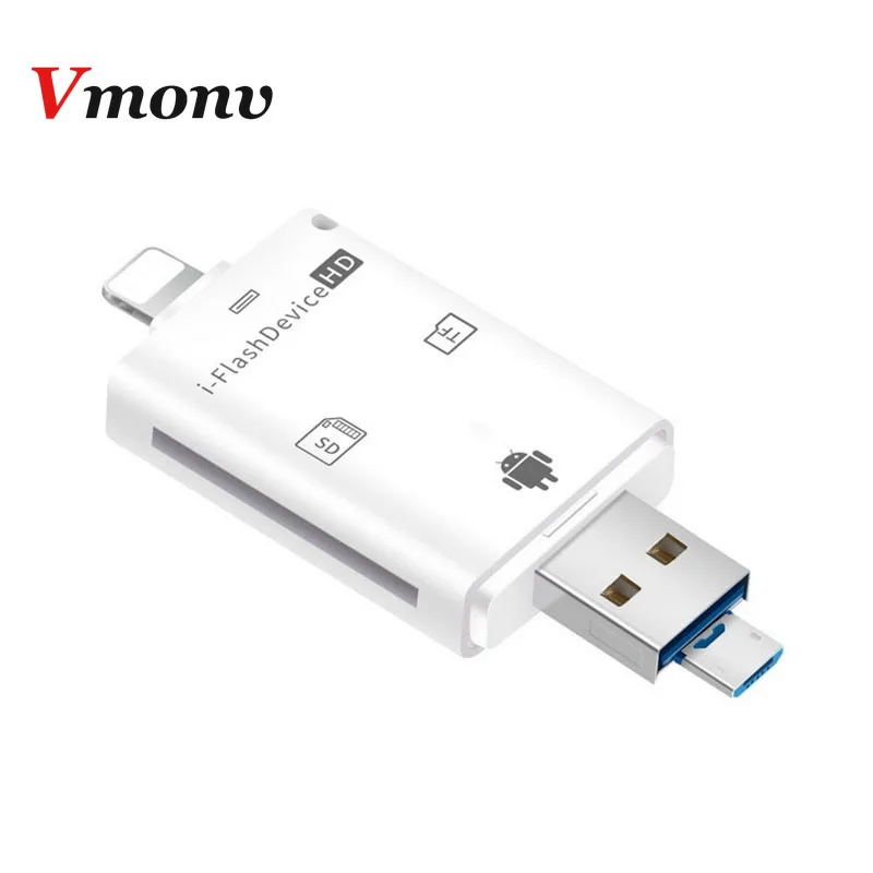 Vmonv 3 в 1 I Flash Устройство USB OTG Micro SD SDHC TF устройство для чтения карт памяти iPhone 8 X XS MAX