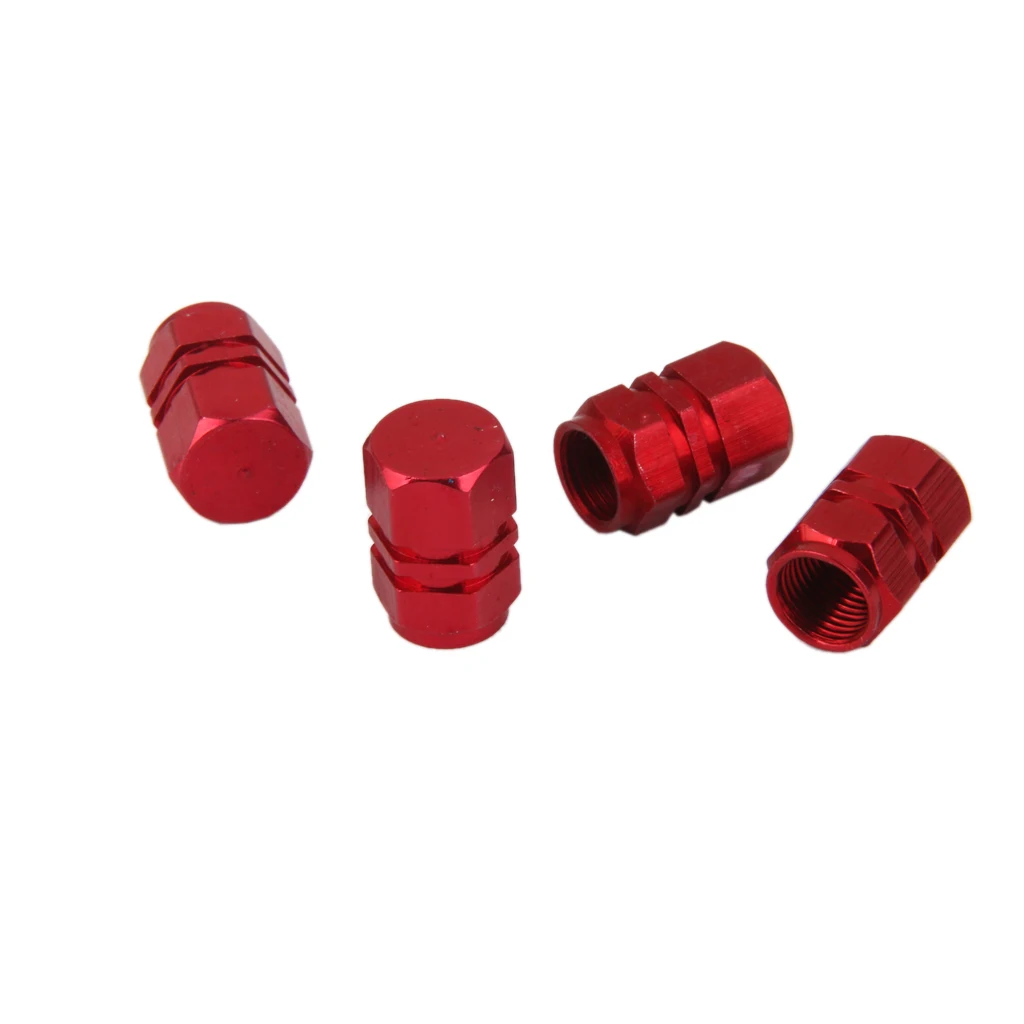 4 Pieces Aluminum Tire Wheel Rims Tire Valve Stem Caps Car Truck Vehicles Motorcycle Bike Chrome Red