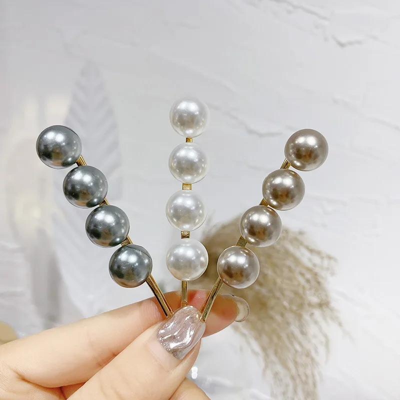 

High Quality New Women Girls Elegant Pearl Barrettes Hair Holder Headwear Hair Clip Hairpin Headband Fashion Hair Accessories
