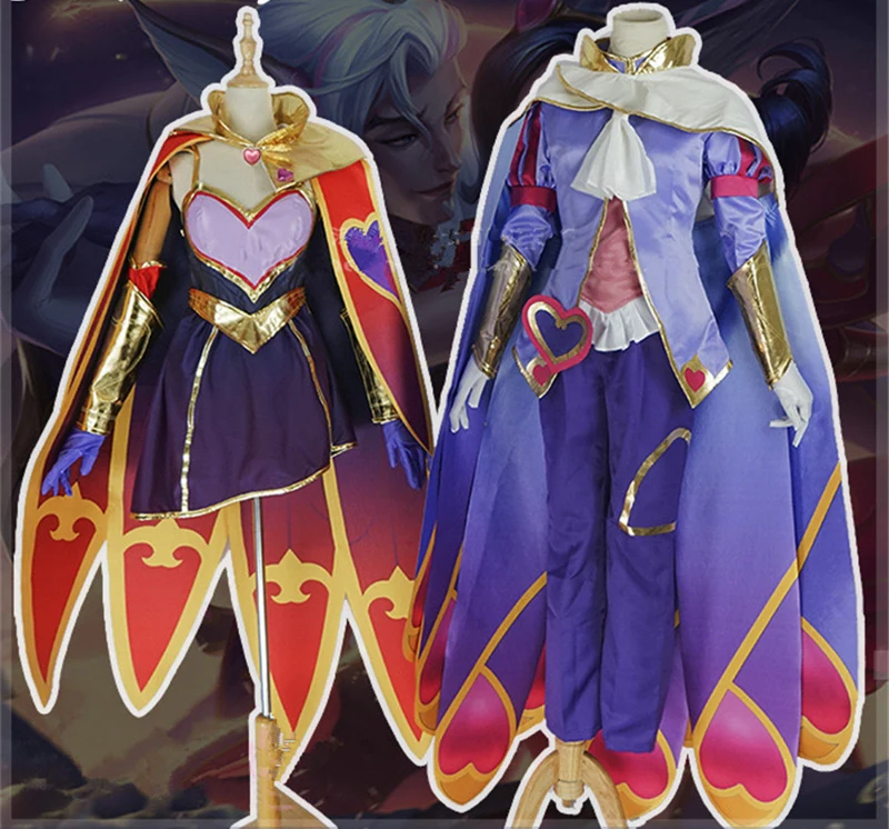 

Game LOL League of Legends Xayah Rakan Cosplay Costume Sweet Heart Cloak Customized Free Shipping