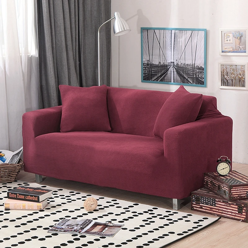 Эластичный Чехол Для Мебели Чехлы для диванов для гостиной эластичная ткань анти-клевая универсальная для одного/двойного/трех/Четырехместный сплошной цвет