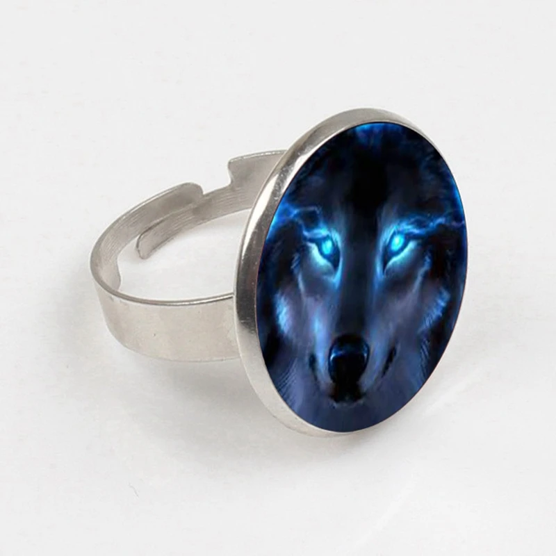 

2019 New Nordic Wiccan Wolf ring Wiccan Wolf Jewelry Glass Photo Cabochon ring