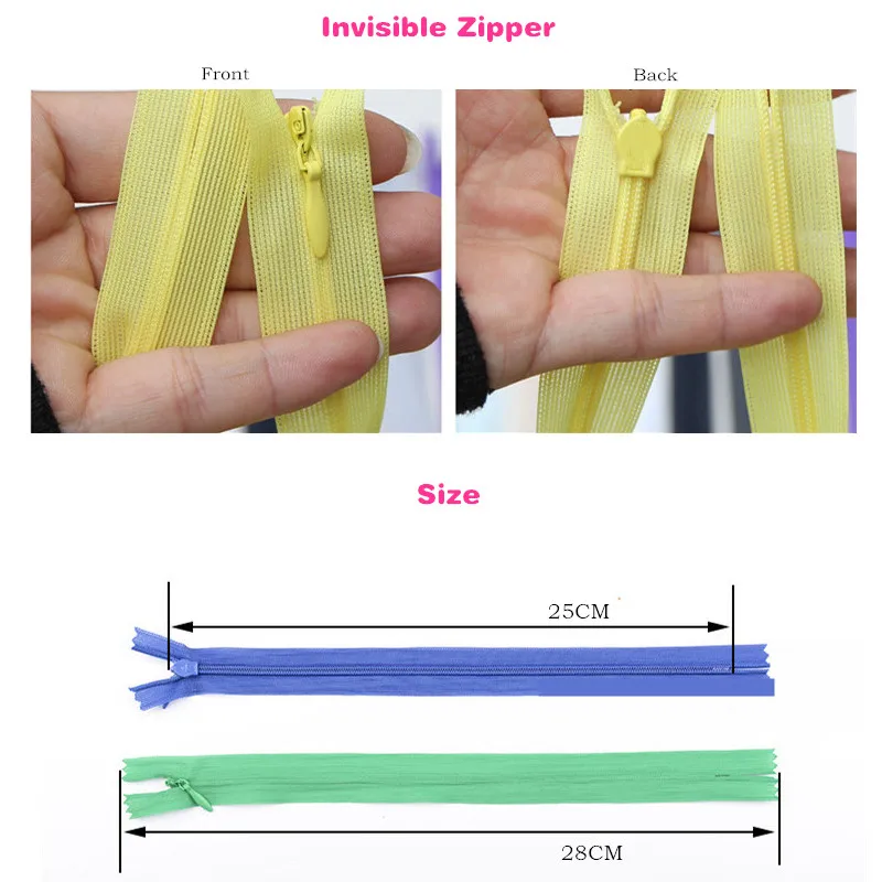 10 шт. 25 см кружева змейки-невидимки портной аксессуары одежды пальто брюки застежка-молния DIY № 3 швейная одежда застежка молнии