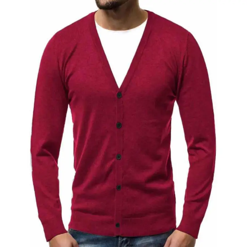 European Style Men's Slim Cardigan Knitwear Solid Color Long Sleeve Button Knitted Cardigan Slim Fit Outwear - Цвет: ct20190626101