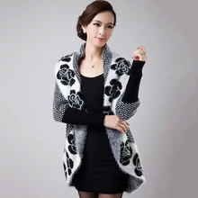 Для женщин Элегантная верхняя одежда свитер из мохера Рождество в европейском стиле, женские кардиган трикотажные длинные кардиганы