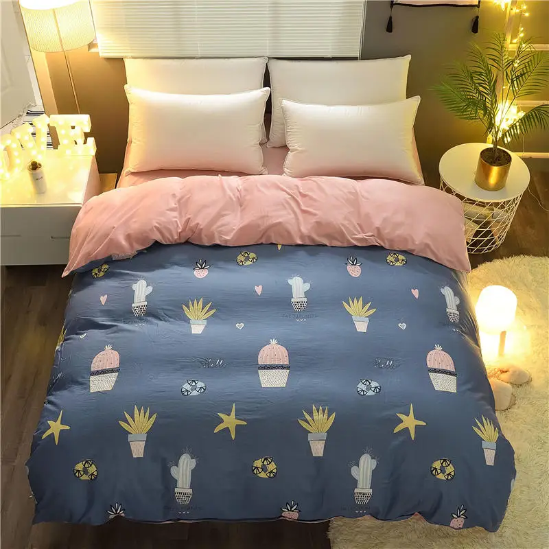 

1 Pcs Printed Duvet Cover AB sides Cotton+Crystal Flannel Quilt Cover with Zipper Full queen beddings sleeping bag free shipping