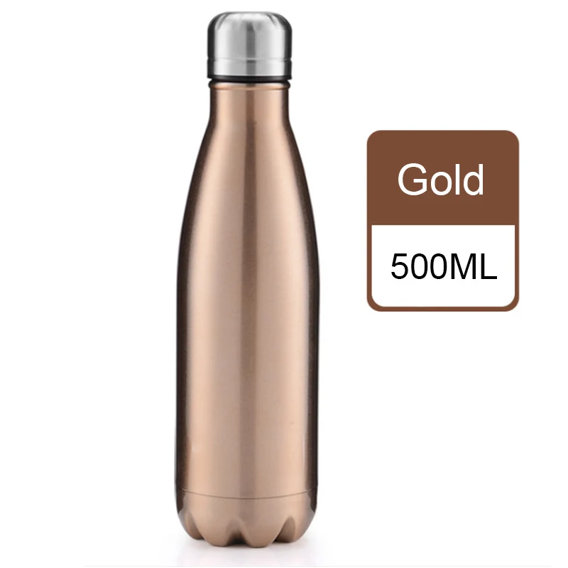 TEENRA 500 мл Термос из нержавеющей стали бутылка для воды Изолированная уличная бутылка для воды кружка теермо чашка пуля питьевой - Цвет: Gold