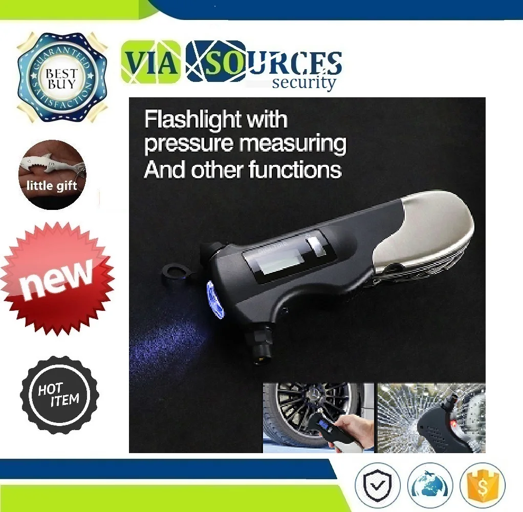

intelligent safety explosion-proof detector LED Car Hammer Outdoor travel multi-function Digital tire pressure gauge
