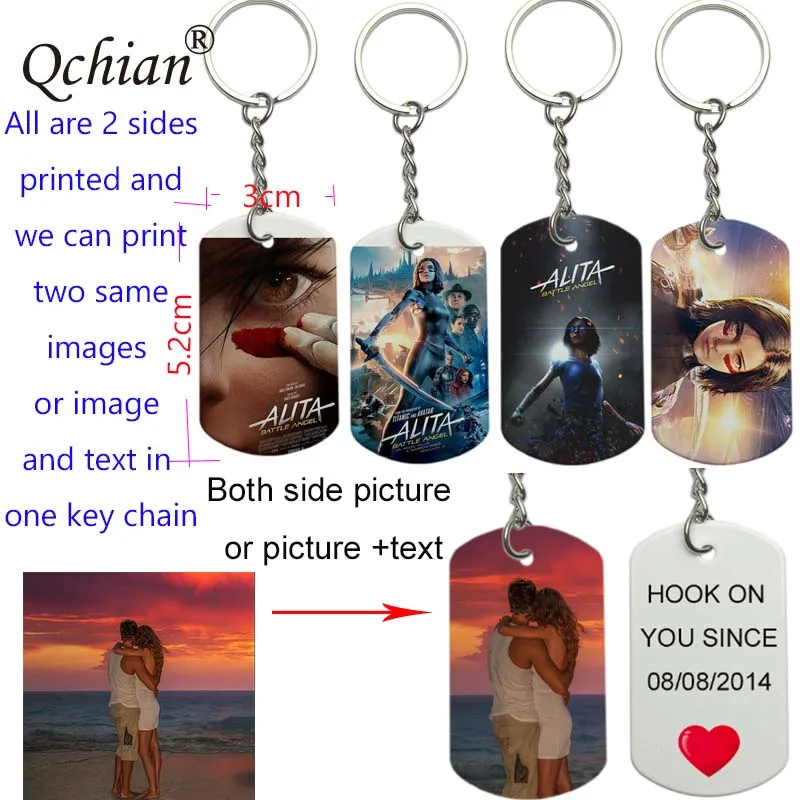 

Personalized Photo Pendants Custom Keychain Photo Alita Battle Angel Your Baby Child Mom Dad Loved One Gift Family Member Gift