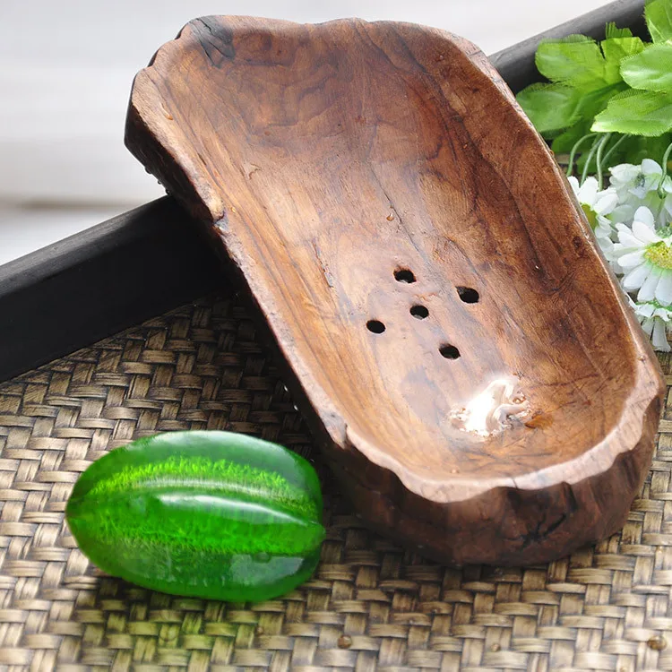 Держатель для мыла из цельного дерева, деревянная спа-стойка для ванной комнаты, винтажный держатель для хранения эфирного масла ручной работы