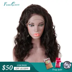 Али Фуми queen свободная волна Синтетические волосы на кружеве парик человеческих волос для Для женщин плотность 130% натуральный Цвет