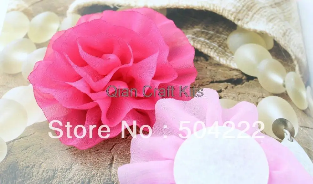 50pcs 85mm big Chiffon handmade Flowers MIX colors Hairbow diy Supplies for baby girl