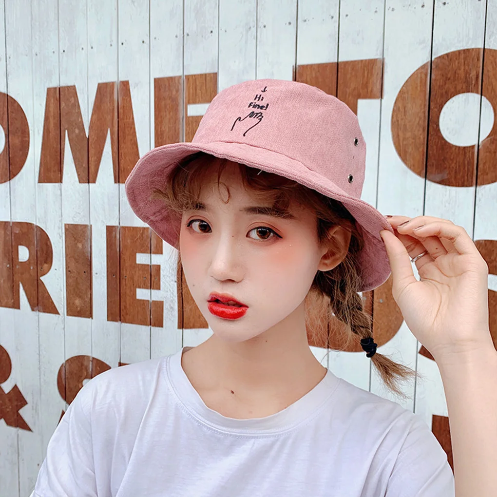 Harajuku Style Hat Fisherman Cap Japan Korea Sunshade Solid Color Letters Basin Summer Accessories