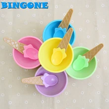 1х Bingone детская пластиковая миска для мороженого, набор ложек, прочная чашка для мороженого для детей, парные ванны, подарки, прекрасная десертная миска-FE