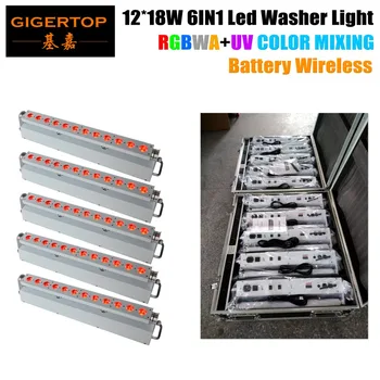 

TIPTOP Flight Case Packing with Wheels 5XLOT 12*18W RGBWA UV 6IN1 White Housing Battery Wireless Led Wall Washer Light 90v-240v