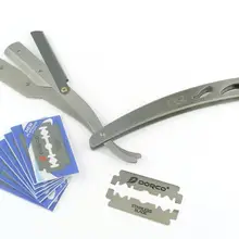 Шикарный прямой парикмахерский край стали бритвы для бритья нож складной с 10pc лезвия