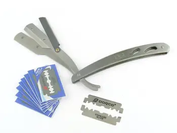 

Chic Straight Barber Edge Steel Razors Shaving Knife Folding With10pc Blades