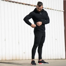 Новая мужская спортивная футболка с капюшоном для бега брендовая хлопковая одежда для фитнеса и бодибилдинга тонкая спортивная одежда для бега толстовка с капюшоном футболка осень