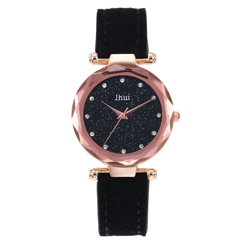 

Luxury Rhinestone Women Wristwatches Round Dial Pointer Soft PU Leather Band Quartz Wrist Watch Best Gift for Female