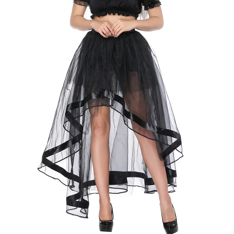Lady Mesh Skirt Summer Long Transparent Tulle Skirts Sweet Tutu Skirt Women Black Lace Sexy Corset Bottom Burlesque Corset Skirt (6)