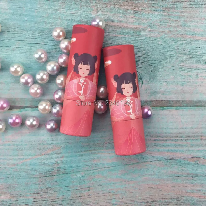 Papery Lipstick Tube 12.1mm Red Girl Lip Balm Tube With Box Empty Lipstick Cosmetic Container Empty Papery Lip Balm Tube (3)