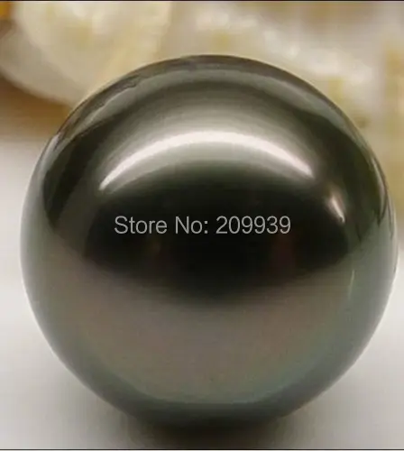 

huij 00290 HUGE 14MM SOUTH SEA NATURAL BLACK LOOSE PERFECT ROUND PEARL FULL DRILLED