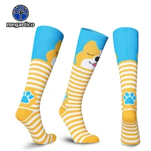 Милые носки унисекс в полоску для собак, компрессионные носки для мужчин и женщин, эластичные гольфы, антиутомляющие спортивные носки для бега