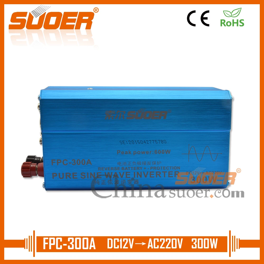 Suoer высокочастотный чистый синусоидальный инвертор 12 V 220 V инвертор питания (FPC-300A)